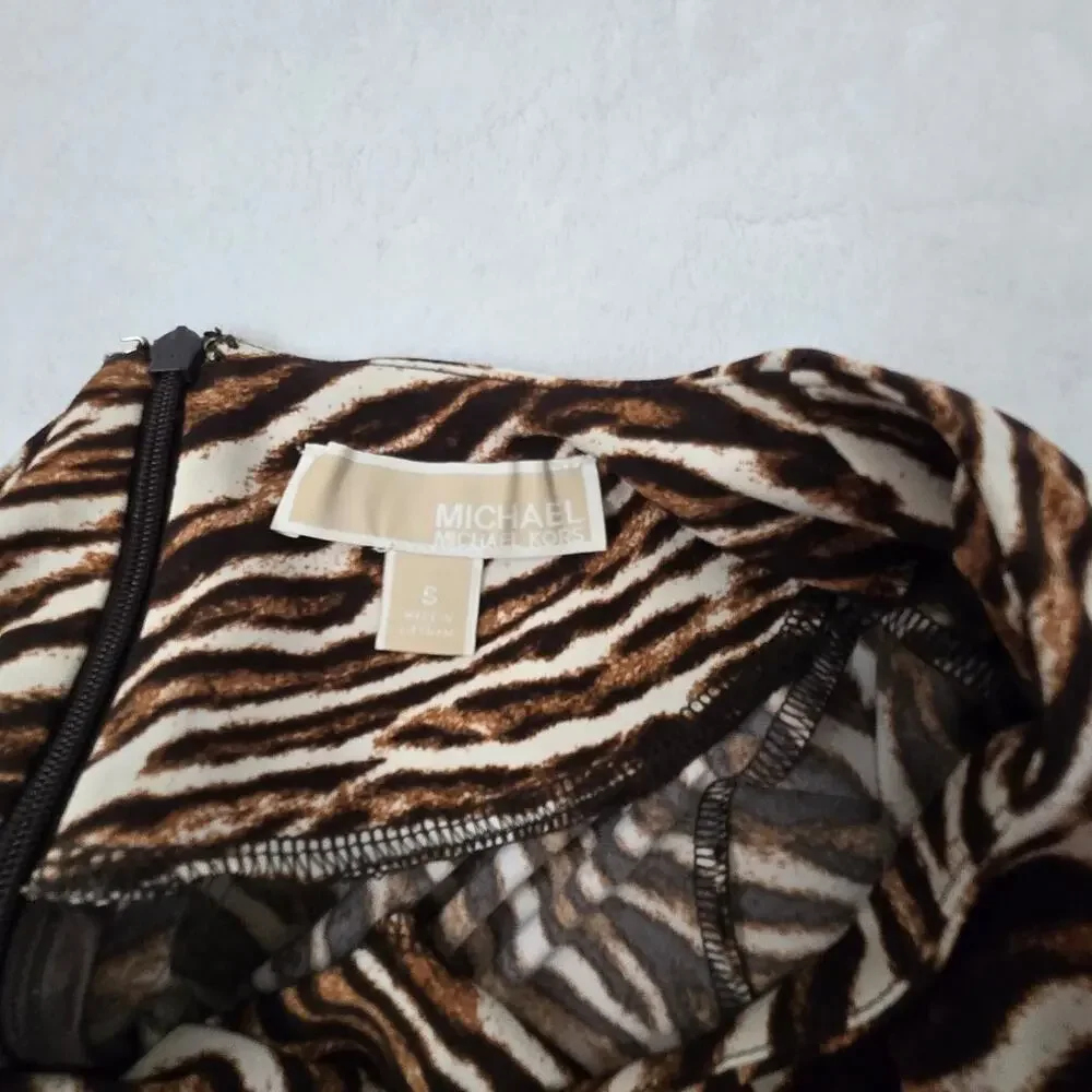 Michael Kors Leopard Print Dress. Women’s Size S Brown Black Long Sleeve